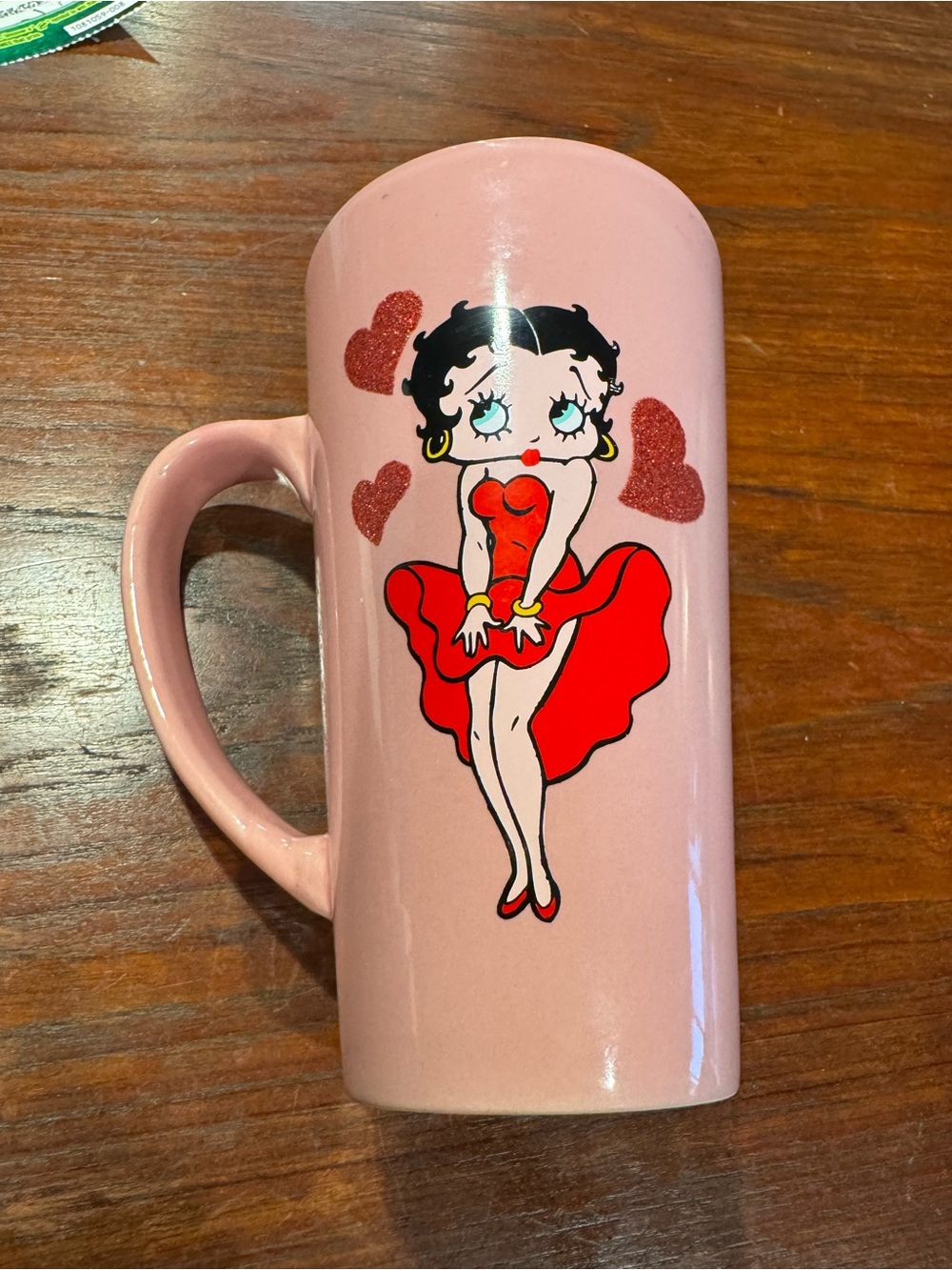 Pink Betty Boop Ceramic Mug with Red Dress Graphic